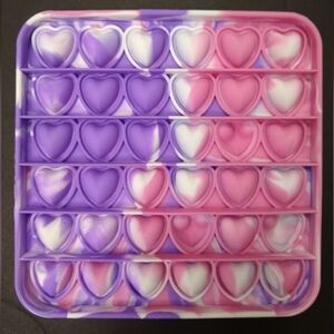 NEW Pink White and Purple Hearts shape Bubble pop it fidget Toy 5"x5"
